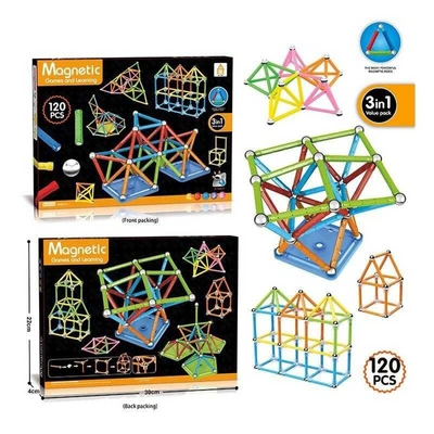 مجموعة أعواد مغناطيسية - 120 قطعة
