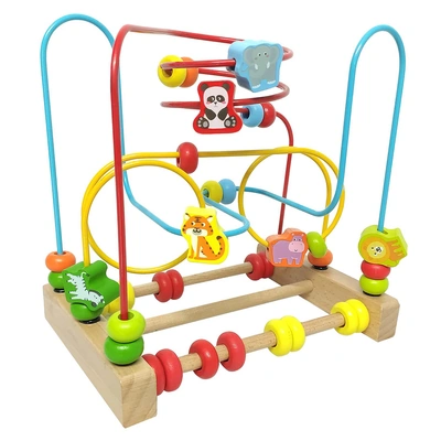 لعبة متاهة ملونة خشبية مع خرز وأداة تعليمية للأطفال