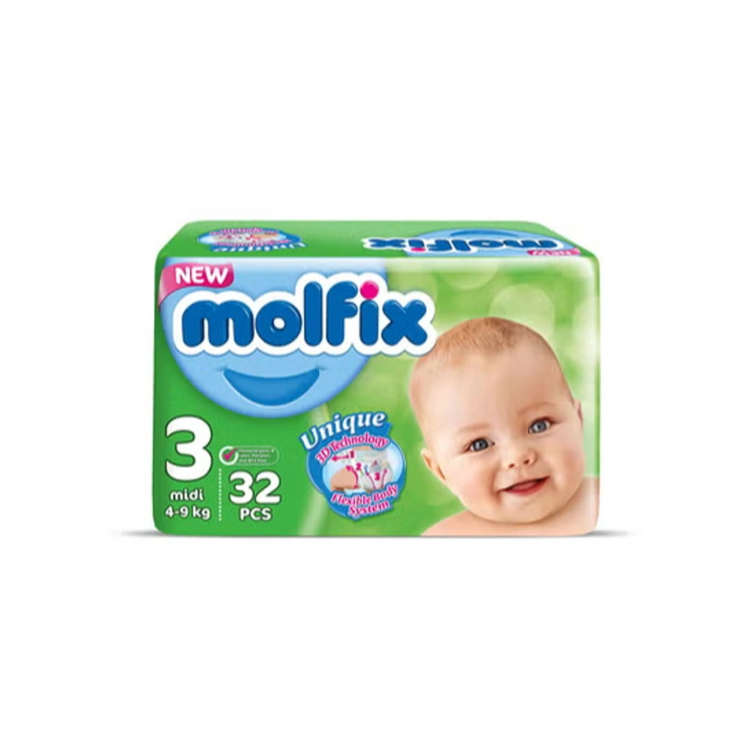 حفاضات مولفيكس حجم 3 تقنية ثلاثية الأبعاد - 32 قطعة