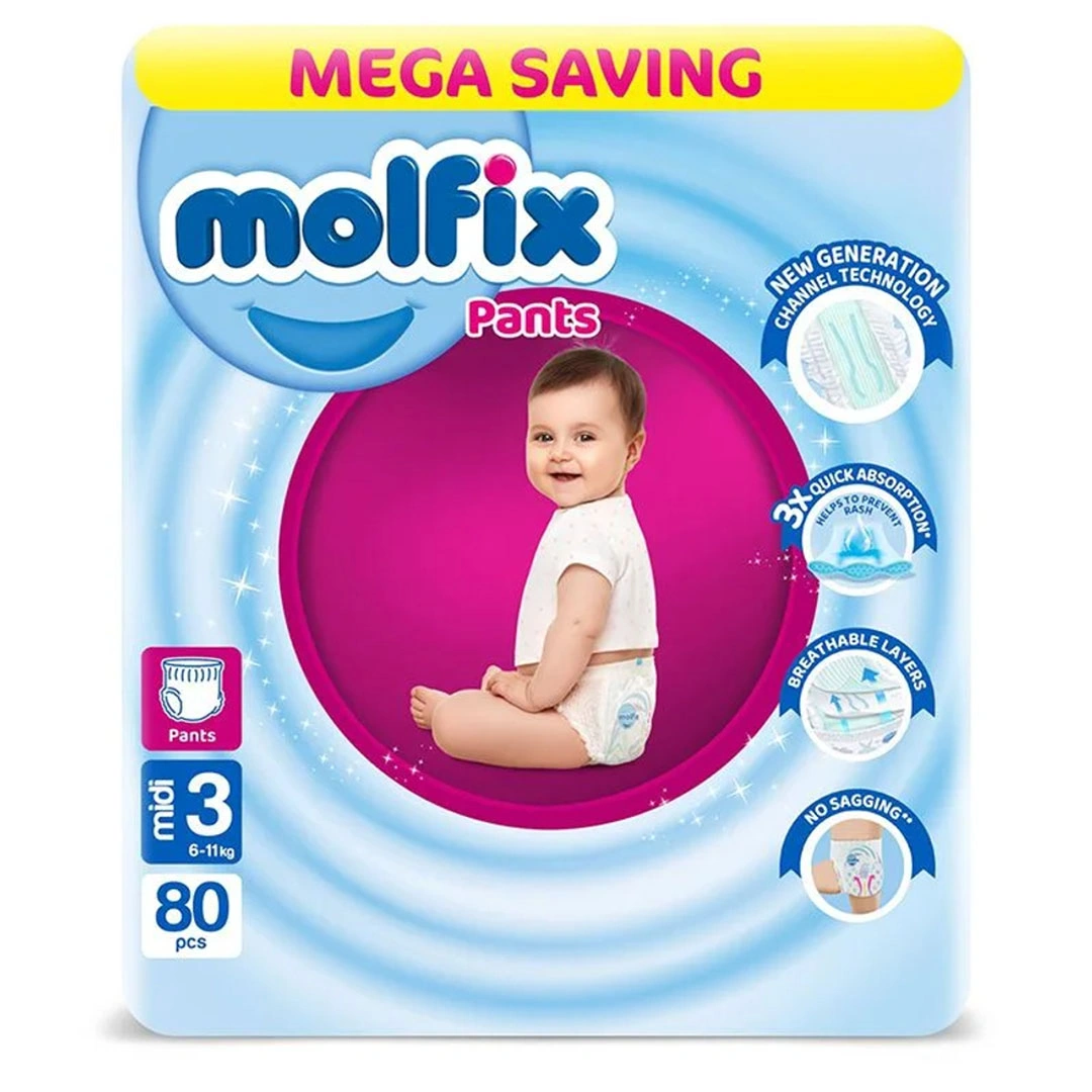 حفاضات مولفيكس جامبو بانتس - مقاس 3 - 80 قطعة
