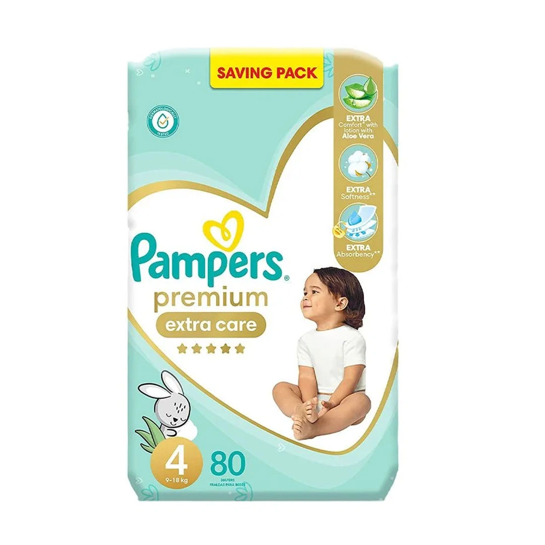 حفاضات عناية فائقة مقاس 4 بامبرز - 80 حفاضة