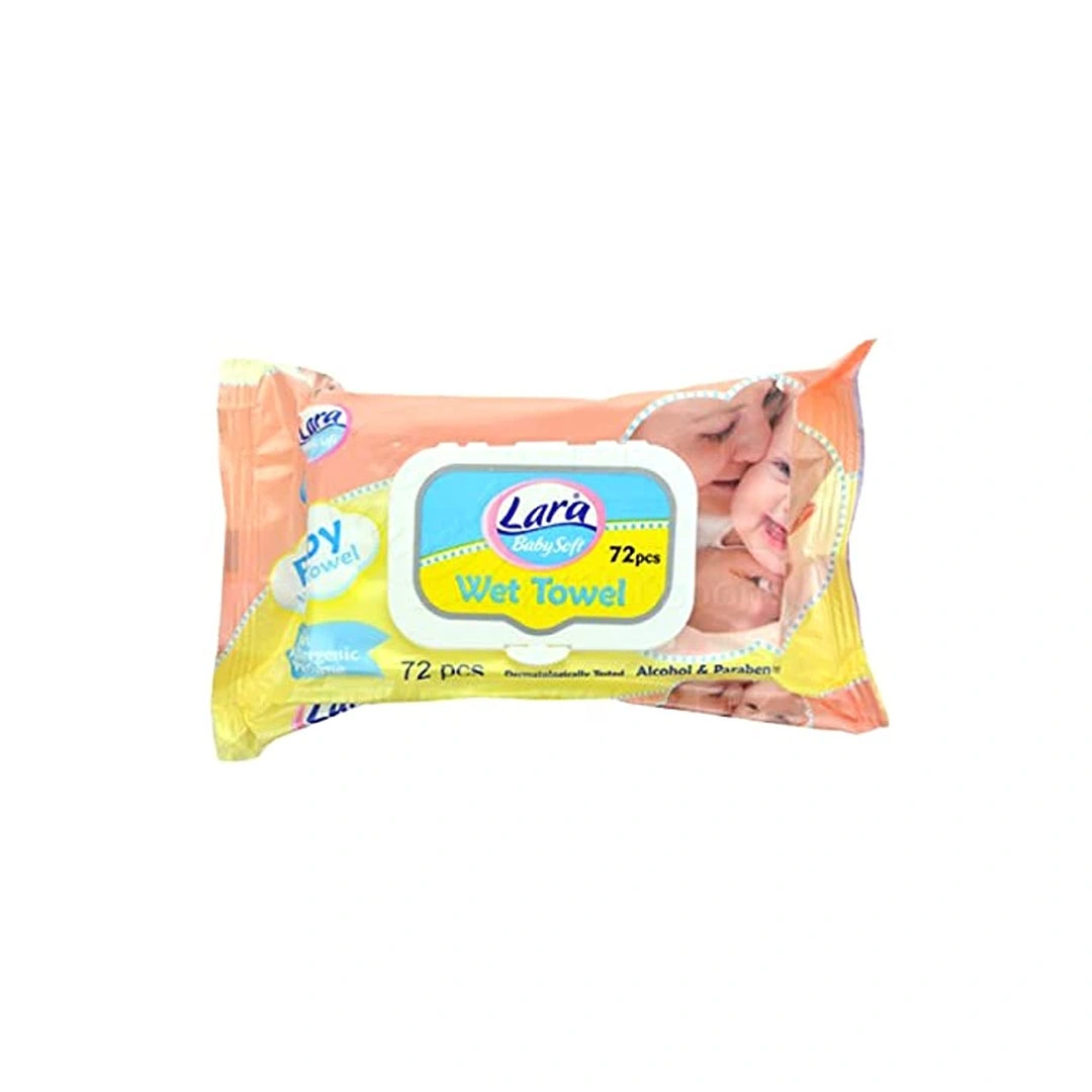 مناديل مبللة ناعمة لارا بيبي - 72 قطعة