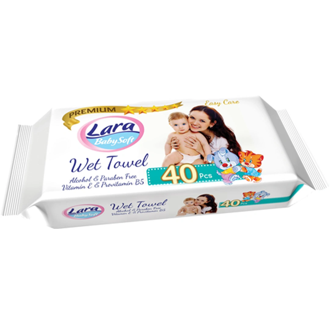 مناديل مبللة فاميلي خالية من الكحول والبارابين لارا كير - 40 قطعة