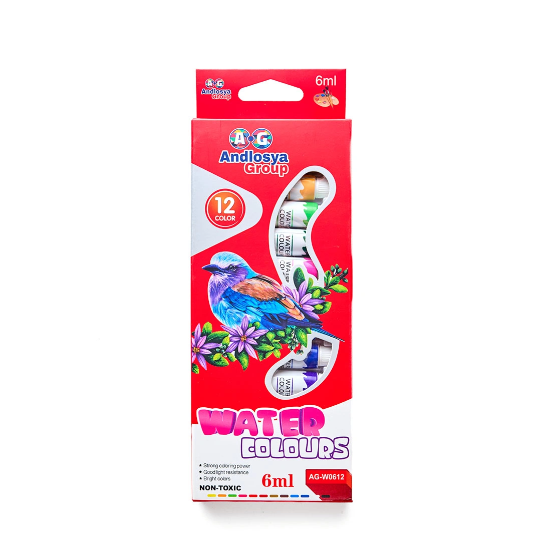 ألوان مياه أنابيب مميزة - 12 لون متنوع - 6 مللي - AG-W06-12