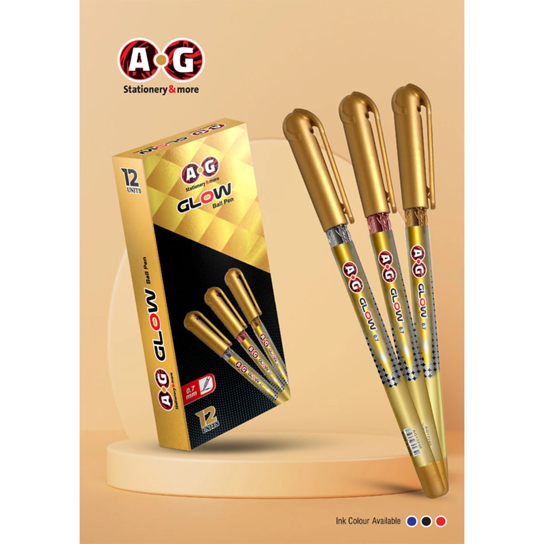 قلم جاف GLOW - 0.7 مللي أزرق - 12 قلم