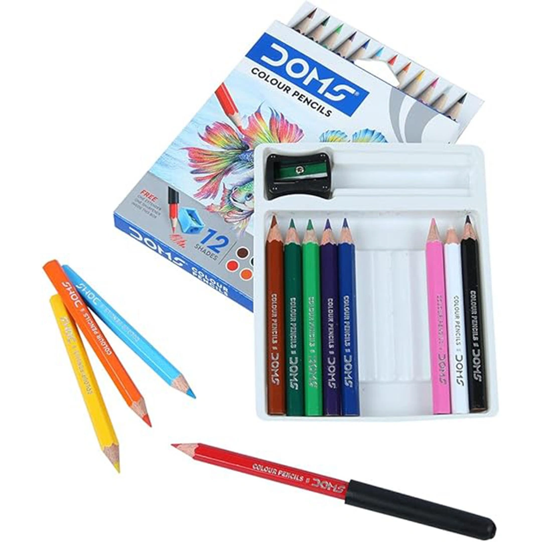 الوان خشب - 12 لون قصير + براية - خشب - ألوان متعددة