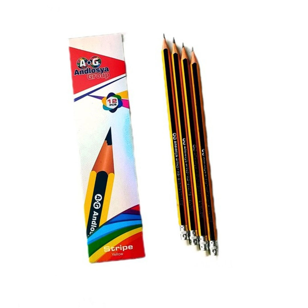 علبة قلم رصاص ستريب أصفر - 12 قلم - AG-022