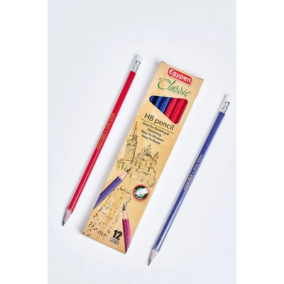 علبة قلم رصاص كلاسيك باستيكة - علبة 12 قلم