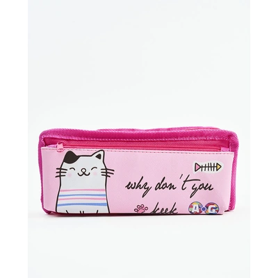 مقلمة بناتي شكل قطة + جيب أمامي - بينك - AG-427