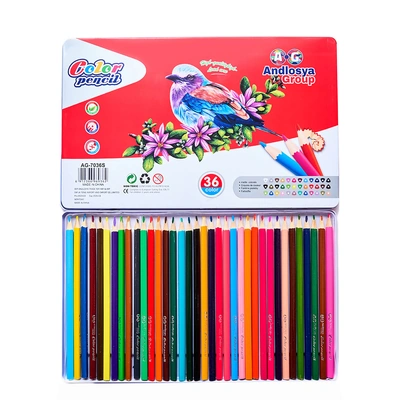 أقلام ألوان خشب فاخرة - 36 لون في علبة صاج - AG-7036S