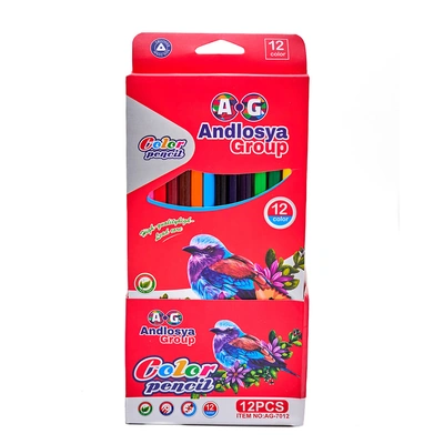 علبة ألوان خشبية طويلة 12 لون - AG-7012