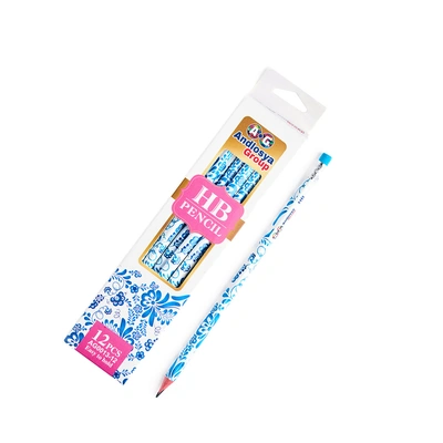 قلم رصاص خشب مستورد  شكل مثلث - 12 قلم باستيكة - أخضر