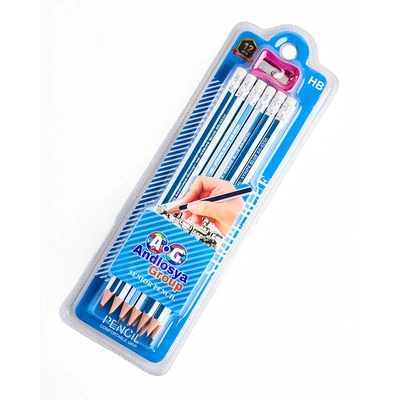 علبة قلم رصاص ستريب أزرق علبة فاكيوم - 12 قلم + براية