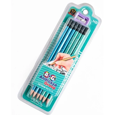 علبة قلم رصاص ستريب  أخضر علبة فاكيوم + براية - 12 قلم