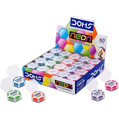 استيكة نيون سداسي - علبة فاكيوم - كاوتش - 1 قطعة - ألوان متعددة