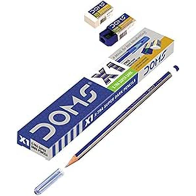 قلم رصاص DOMS X1 - خشب - 12 قلم - أزرق/ أبيض