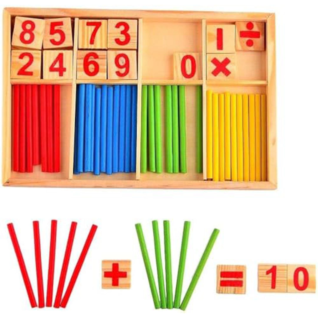 عصي عد خشبية للأطفال لتعليم الرياضيات