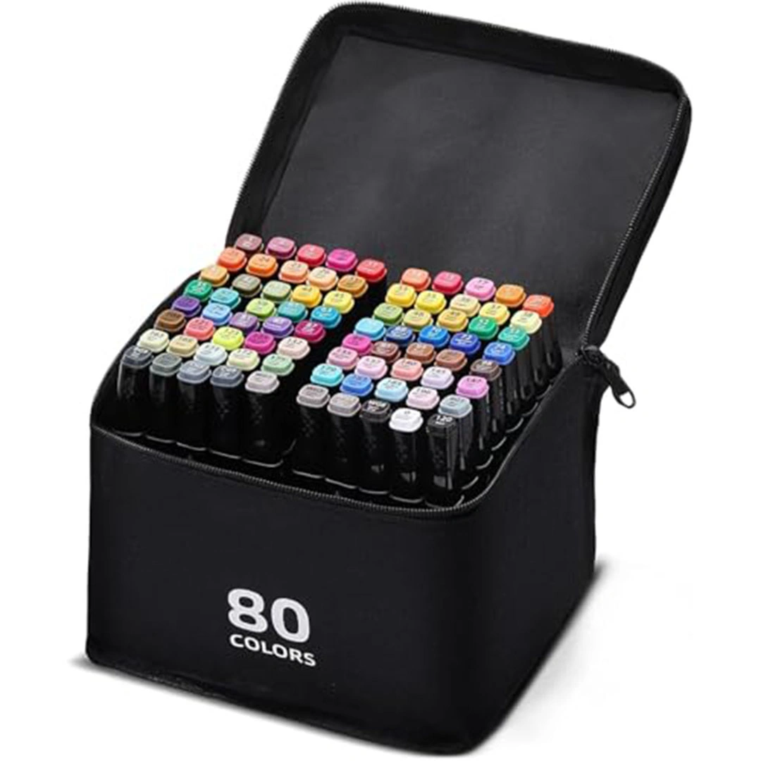أقلام رسم كحولية سكاي تاتش مع شنطة - 80 لون