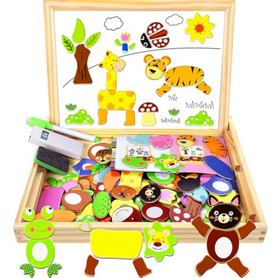 بانوراما خشبية مغناطيسية مع سبورة للأطفال