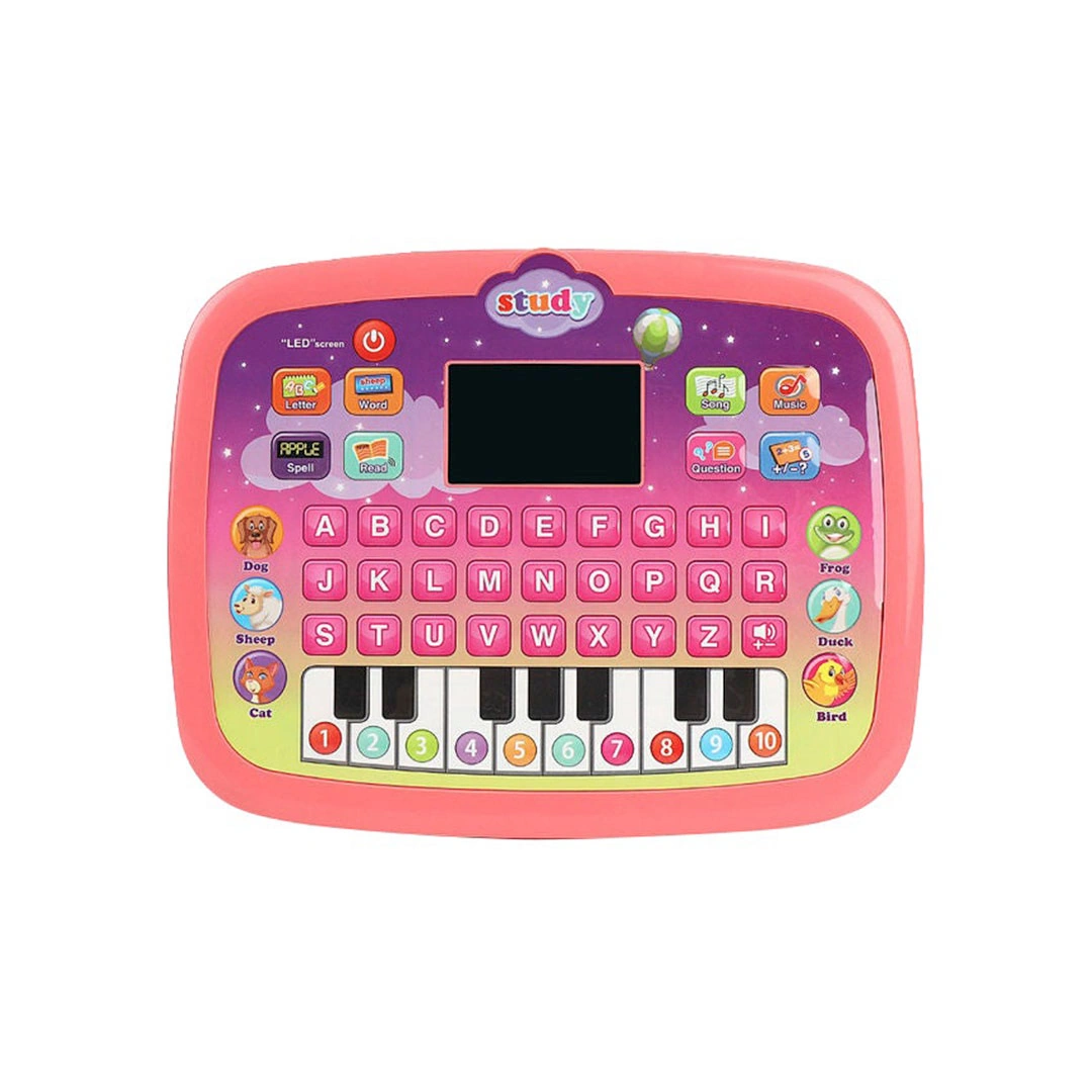 جهاز لتعلم اللغة الإنجليزية مع شاشة LCD وموسيقى وأضواء - بينك