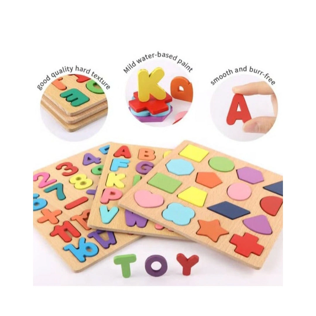 ألغاز تعليمية خشبية للأطفال بأحرف أبجدية وأرقام وأشكال