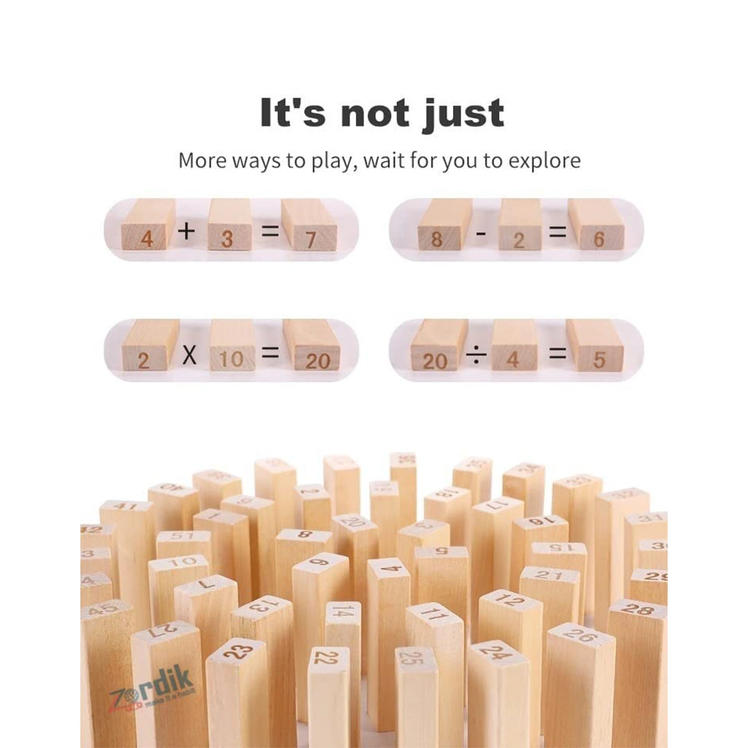 لعبة برج التكديس الخشبية - 54 قطعة