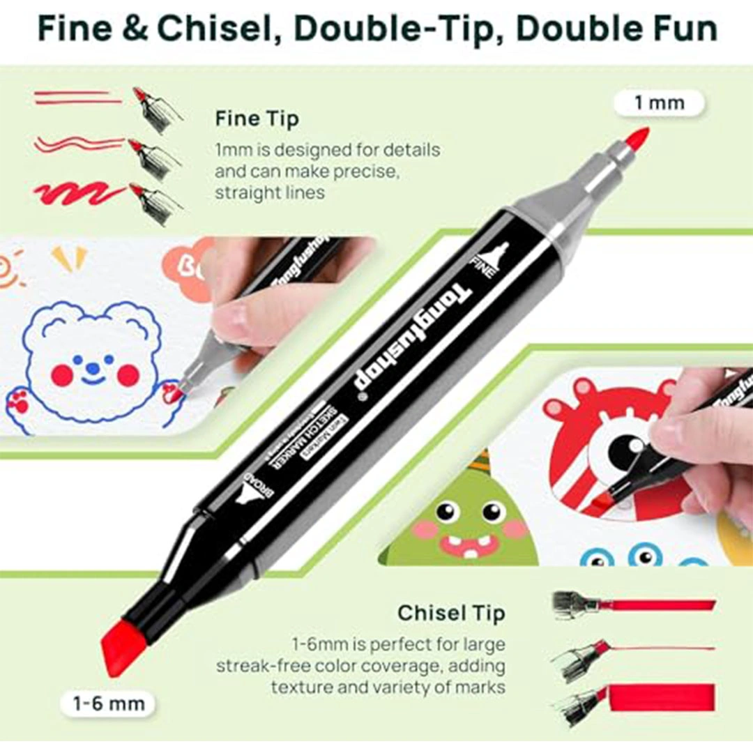 أقلام رسم كحولية سكاي تاتش مع شنطة - 80 لون