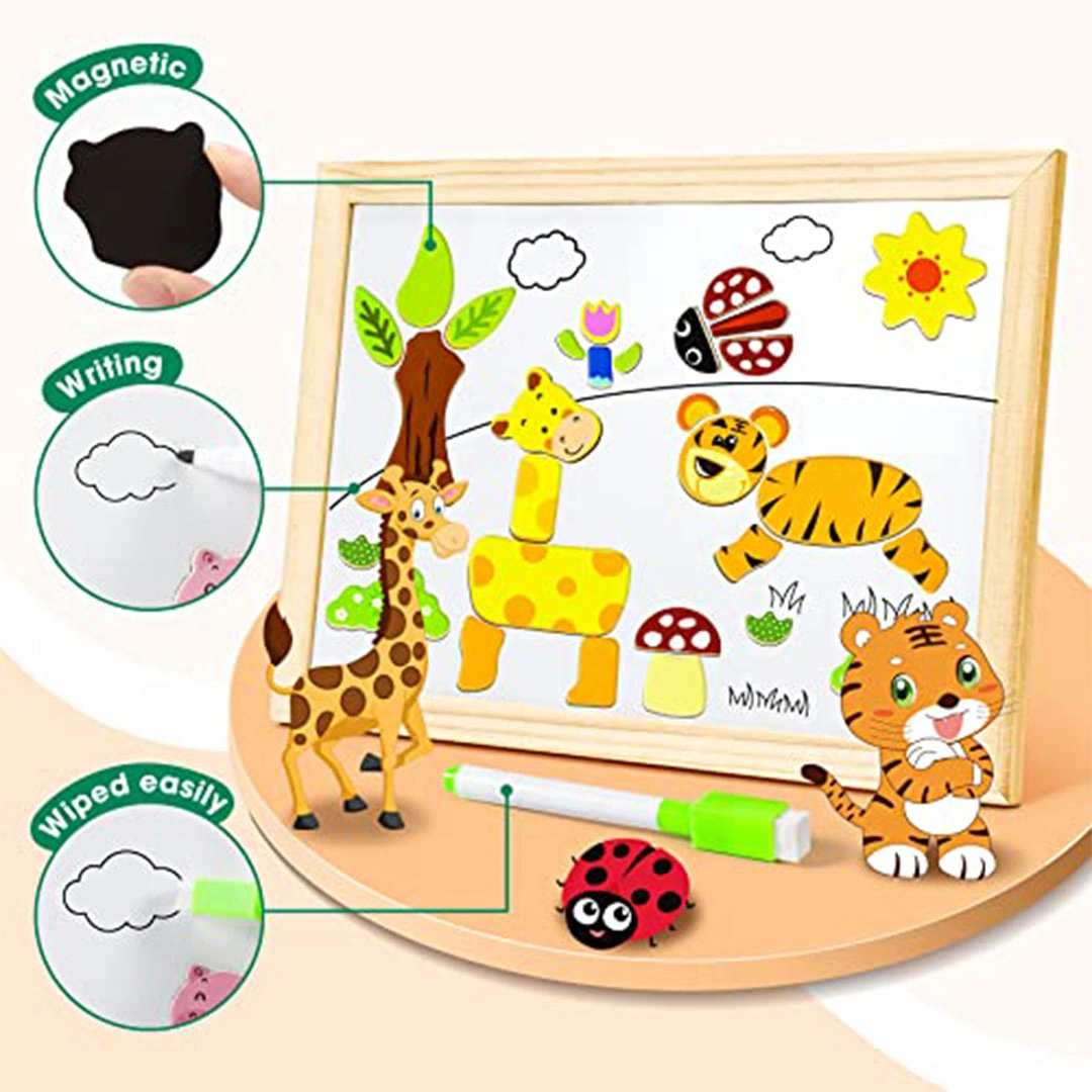 بانوراما خشبية مغناطيسية مع سبورة للأطفال