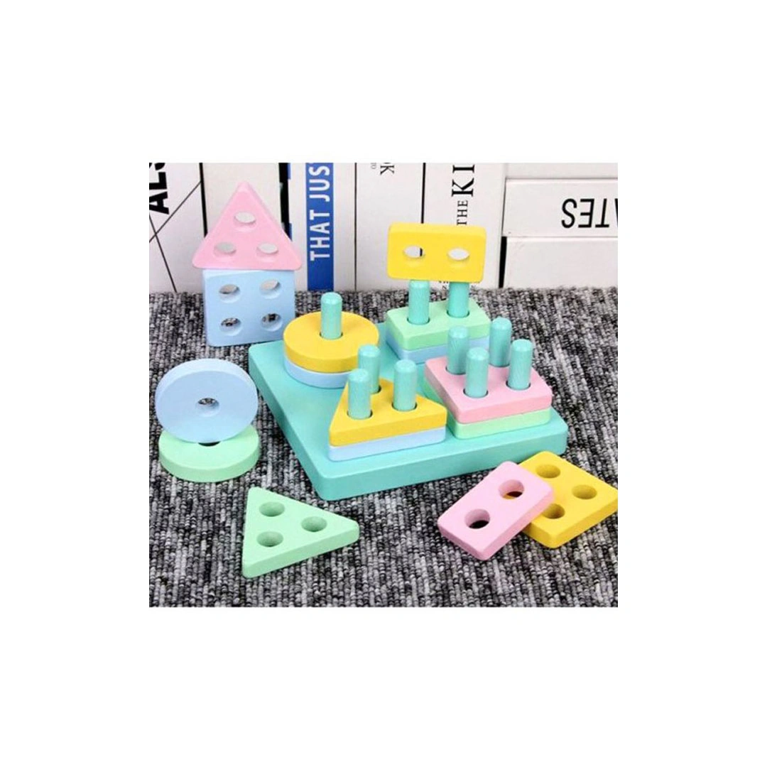 مكعبات تكديس خشبية - ألوان متنوعة