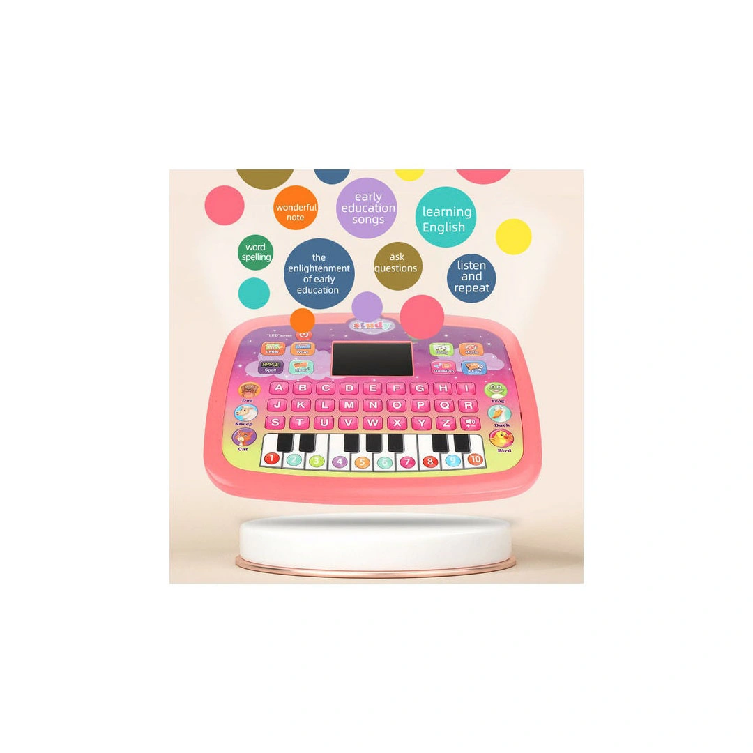 جهاز لتعلم اللغة الإنجليزية مع شاشة LCD وموسيقى وأضواء - بينك