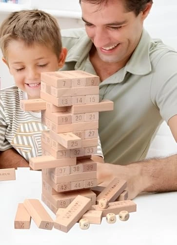 لعبة ستاك هاي برج خشبي مرقم - 54 قطعة