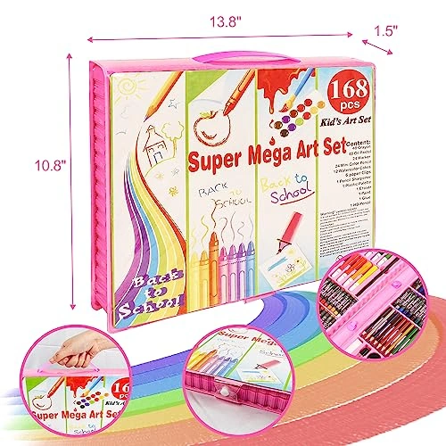 مجموعة فنية للرسم والتلوين للأطفال - 168 قطعة