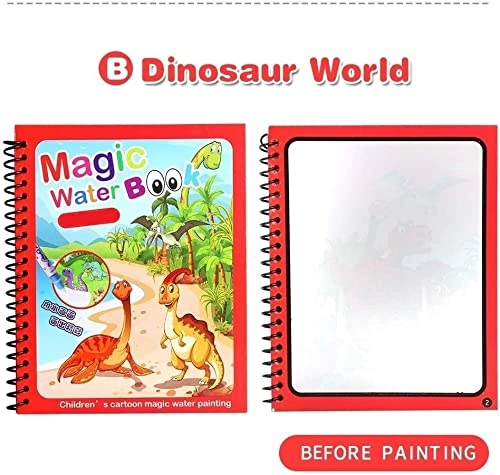 كتاب تلوين مائي سحري قابل لإعادة الاستخدام - 4 كتب