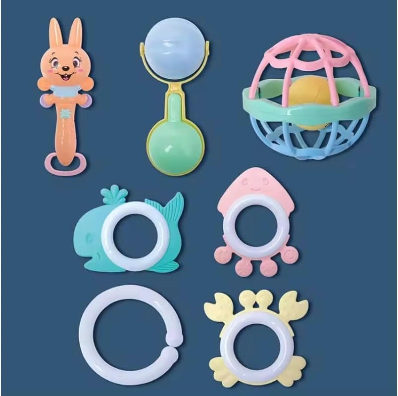 مجموعة خشخيشات وعضاضات للأطفال - 7 قطع