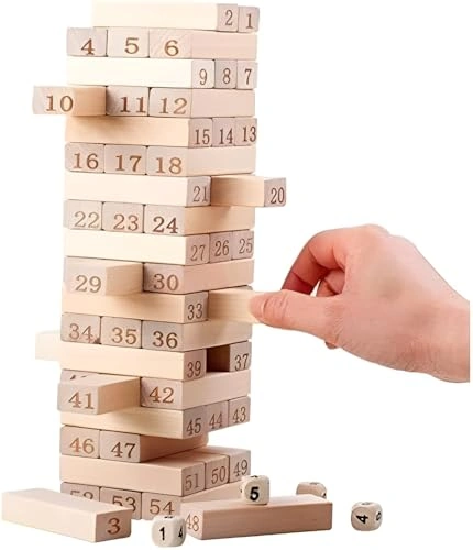 لعبة ستاك هاي برج خشبي مرقم - 54 قطعة