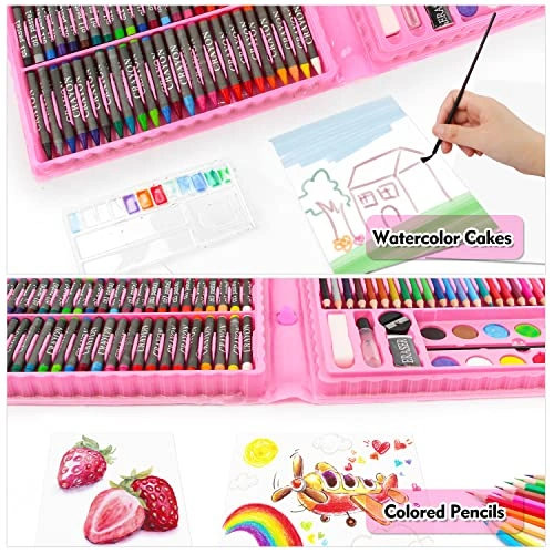 مجموعة فنية للرسم والتلوين للأطفال - 168 قطعة