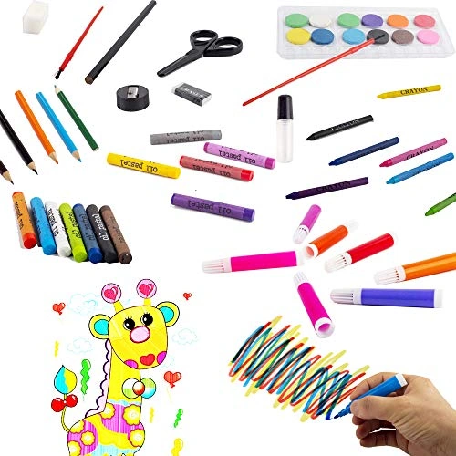 مجموعة الوان محمولة - 86 قطعة - وردي