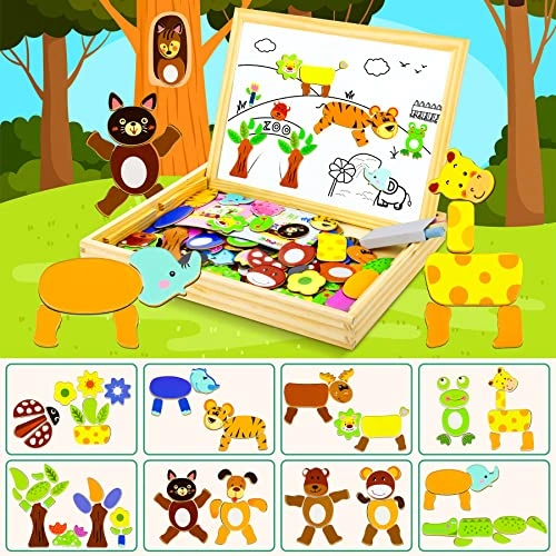 بانوراما خشبية مغناطيسية مع سبورة للأطفال