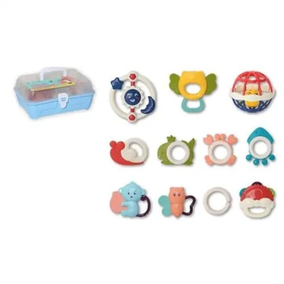 كرات مطاطية وخشخيشات للأطفال - 11 قطعة - أزرق