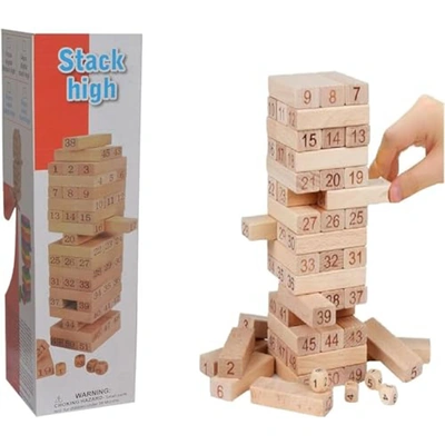 لعبة ستاك هاي برج خشبي مرقم - 54 قطعة