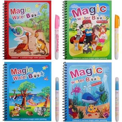 كتب تلوين مائية سحرية للأطفال - 4 قطع