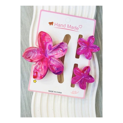 مشابك الشعر شكل زهور - فوشيا