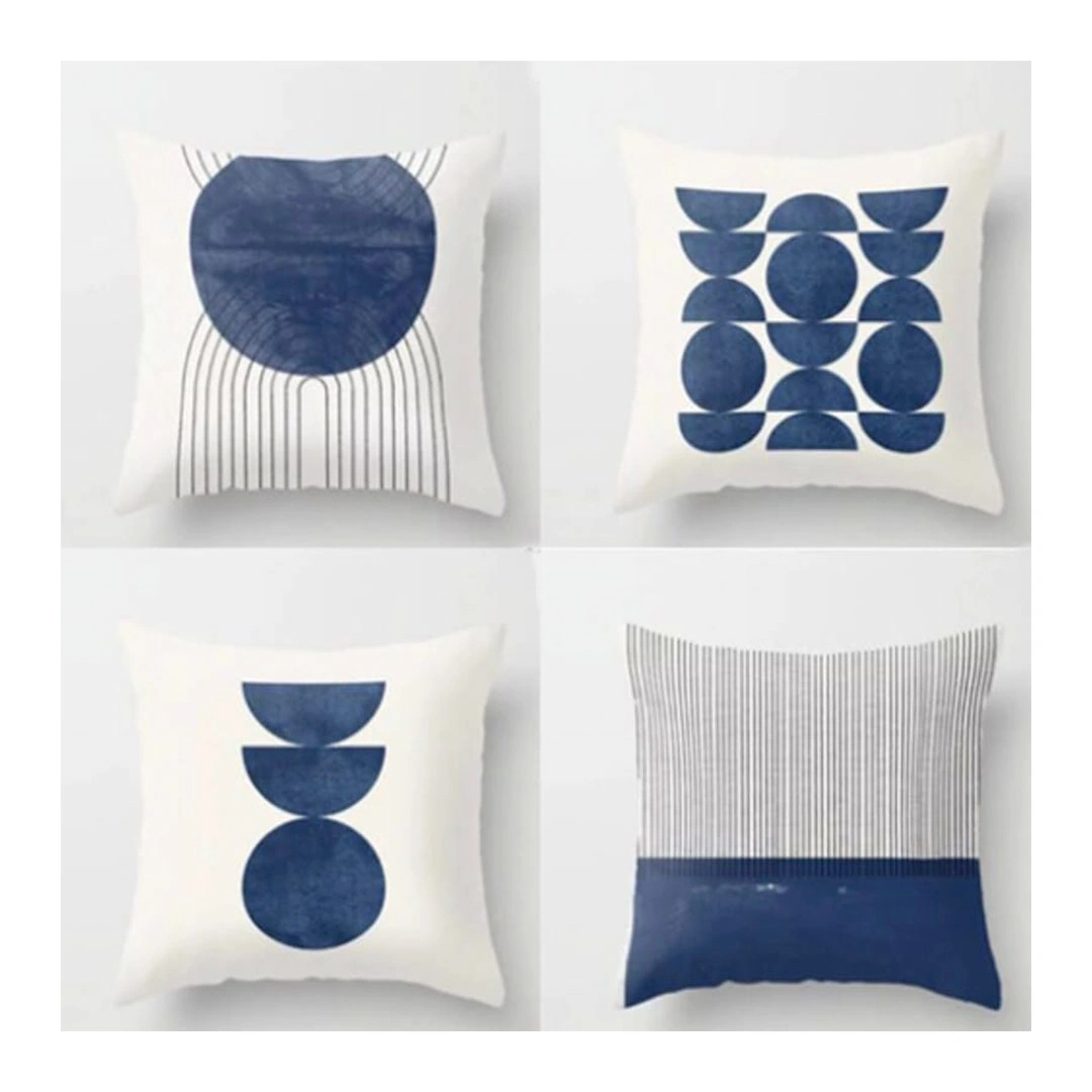 سنوز كوشن مخدة - 4 قطع - 40*40 سم - تصميم محيط أزرق
