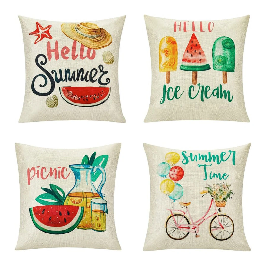 سنوز كوشن مخدة - 4 قطع - 40*40 سم - تصميم صيفي