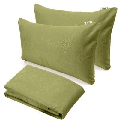 طقم ملاية سرير بأستيك جاكار مايكروفايبر 160*200 سم + 2 كيس مخدة إضافي - زيني