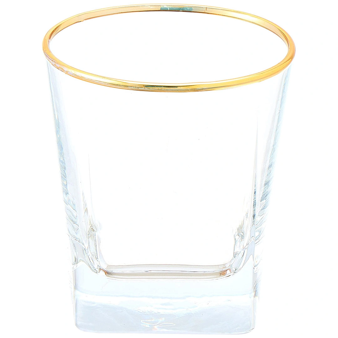 طقم كوب شاي كاري مدهب تركي - زجاج - شفاف - 6 قطع