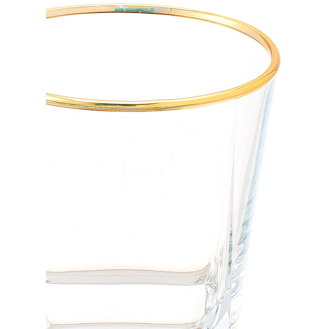 طقم كوب شاي كاري مدهب تركي - زجاج - شفاف - 6 قطع