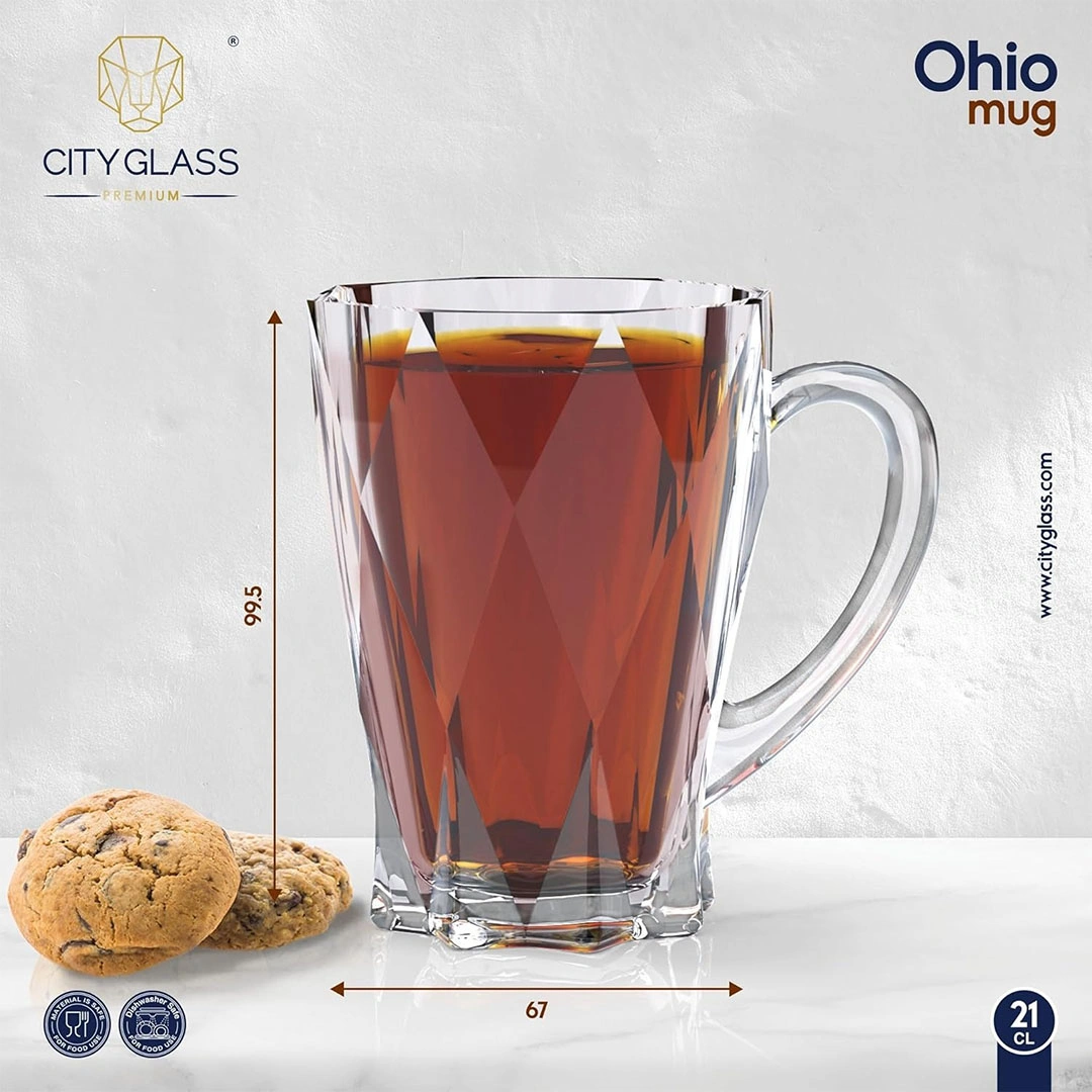 طقم فناجين شاي أوهايو من سيتي جلاس - 6 أكواب - 21 مل