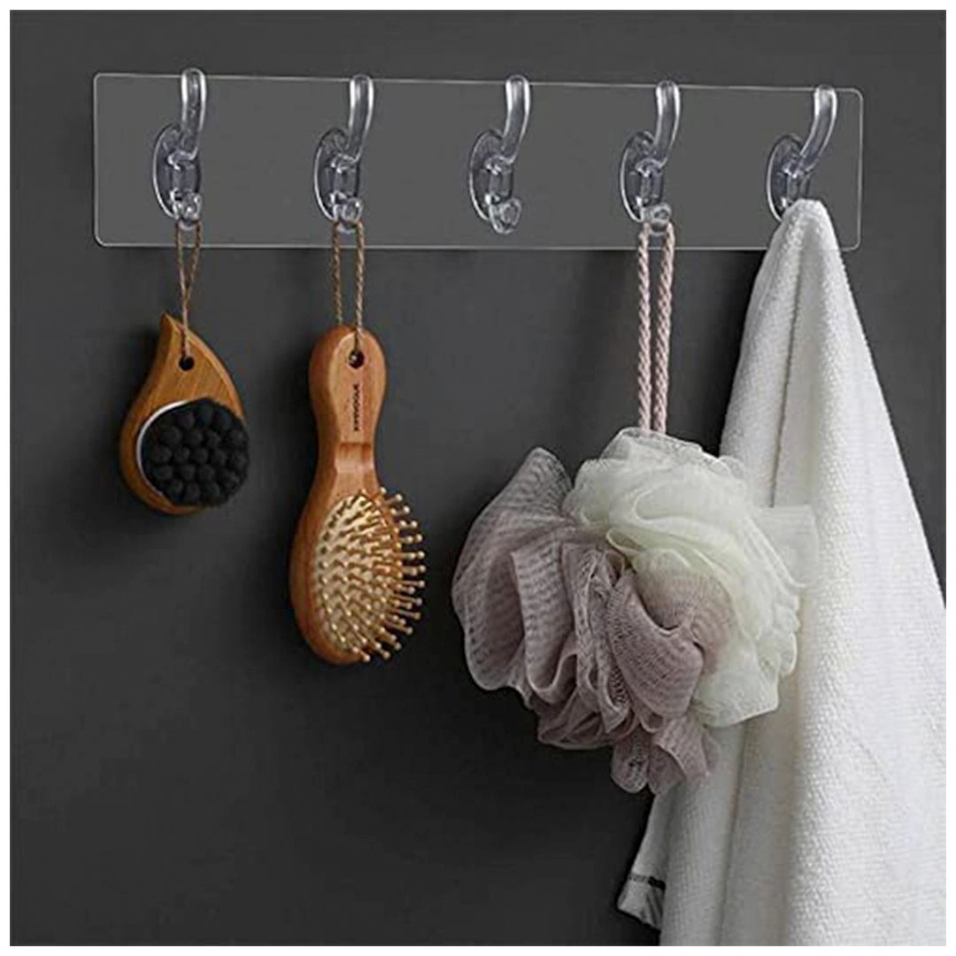 شماعه سيليكون مرنة لاصقة للتعليق - 6 خطافات - 40 × 8 سم