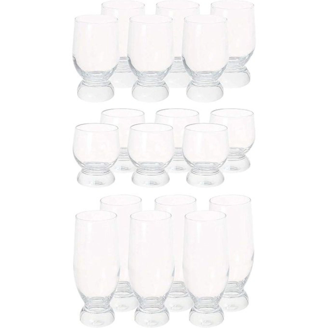 طقم كوب أكواتك سادة - زجاج - شفاف - 18 قطعة